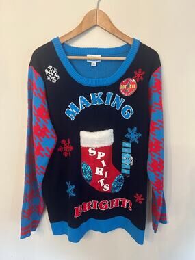 NWT Rockin Around Ugly Christmas Sweater Sz XL Making Spirits Bright DrinkPocket